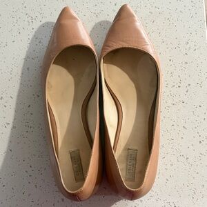 Cole Haan Pointed-Toe Leather Flats in Nude Pink